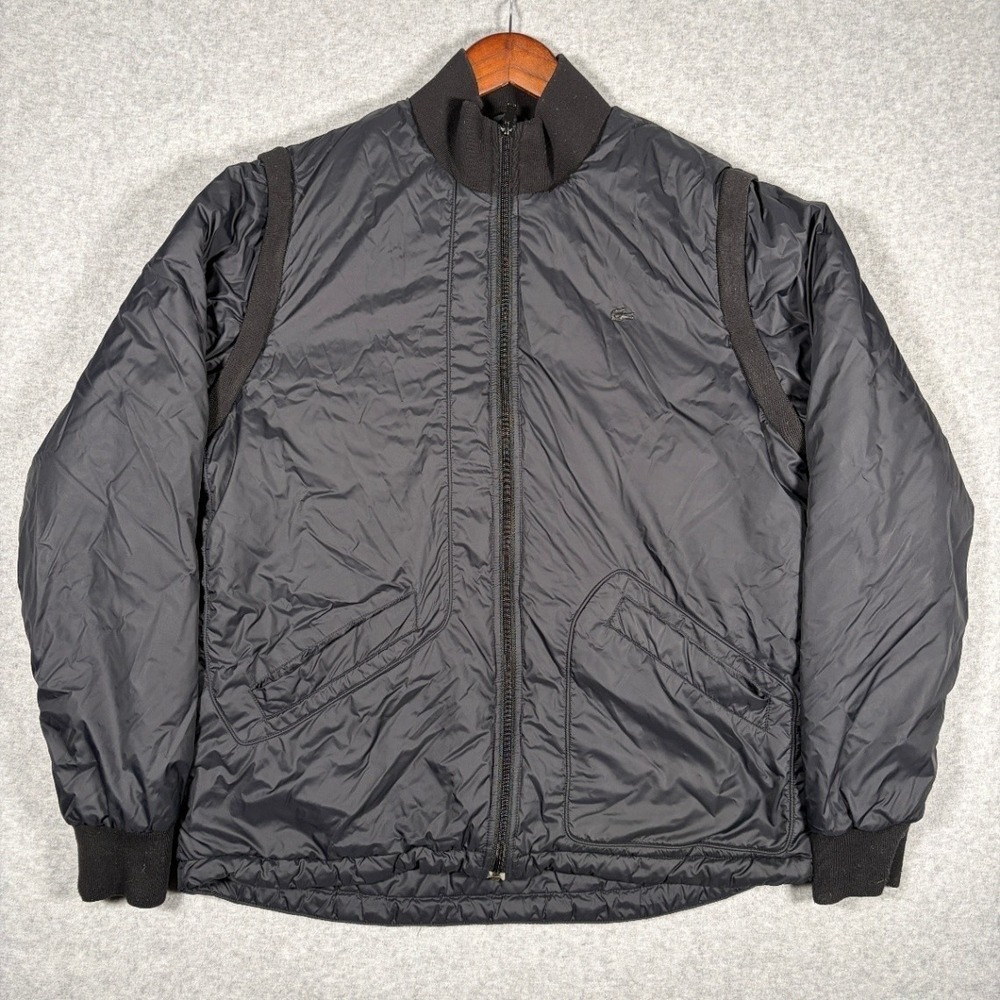 Lacoste Puffer Jacket Men's 54/6 Black Insulated Full Zip Convertible Vest